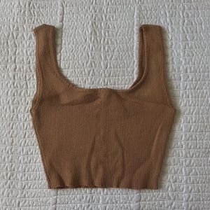 brown shein ripped tank